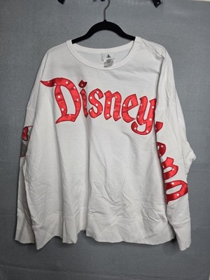 Walt Disneyland Sweatshirt Jersey Pullover Top Minnie Mouse White Red Plus  3X