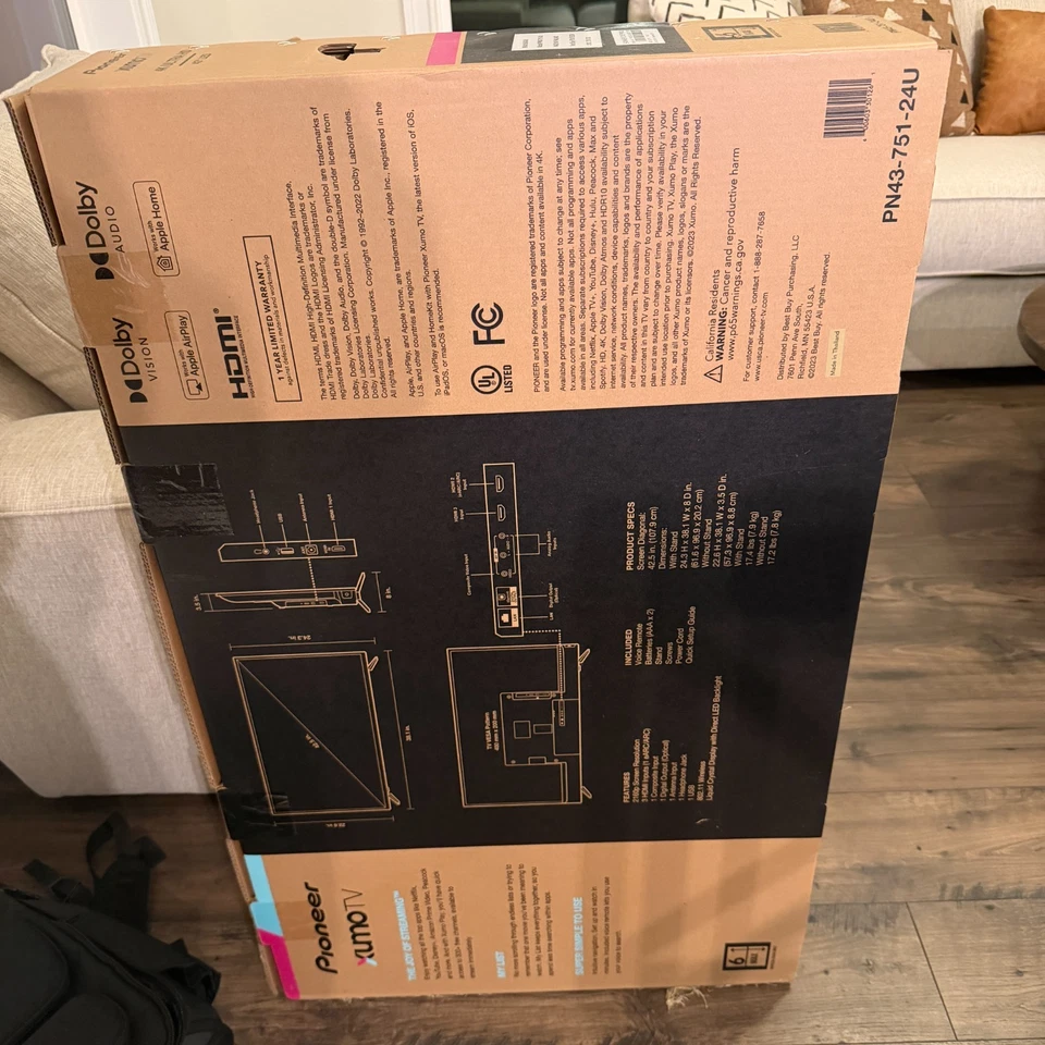 Pioneer PN43-751-24U 43" Class LED 4K UHD Smart Xumo TV Brand New, Unopened - Image 3 of 4
