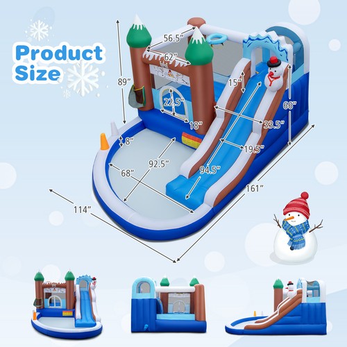 6-in-1 Winter Theme Snowman Inflatable Castle Kids Bounce House without Blower - Bild 2 von 12