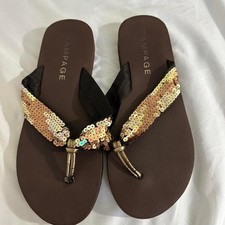 Y2K Rampage Summer Beach Sequin Flip Flop Sandals