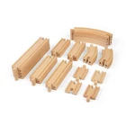 Bigjigs Rail Wooden Straights & Curves Track Pack, Track Expansion - 24 Pieces