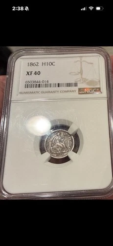 1862 Seated Liberty Civil War Half Dime H10c NGC XF 40 TONED