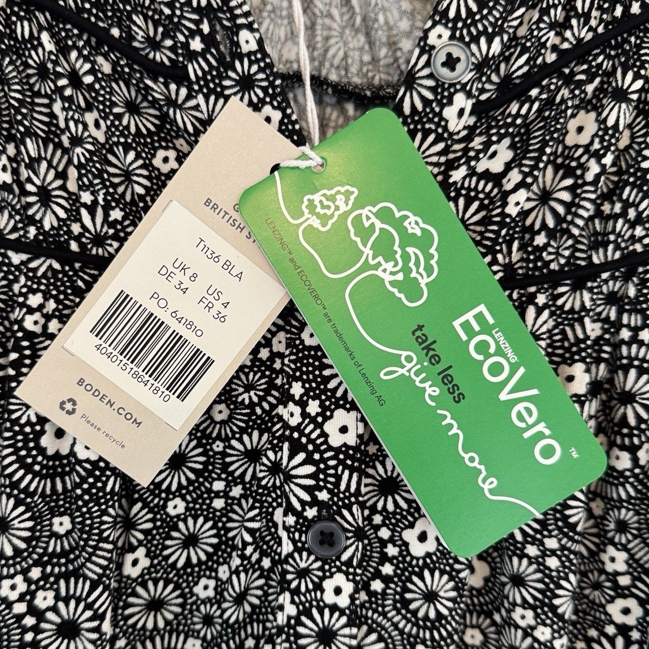 Boden Top Size 4 Black White Ruched Yoke Jersey Shirt Boho NEW image 10
