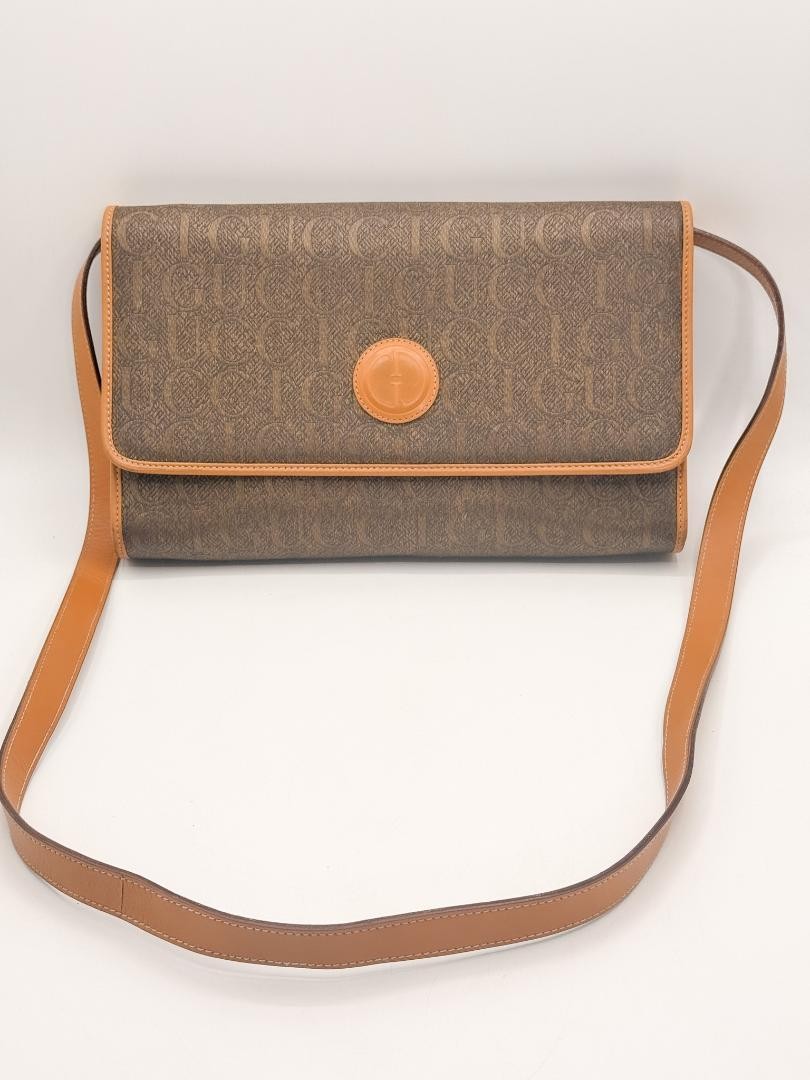 Gucci GG Canvas Crossbody Bag Vintage Leather Japanese Import-image