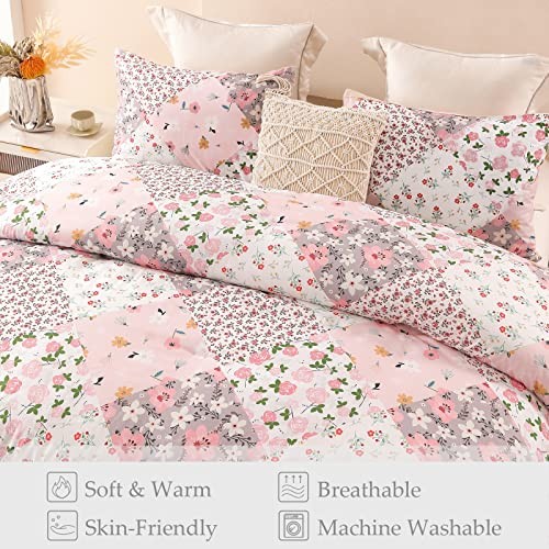 Full Queen Size Comforter Set, Printed Pink Soft Warm Bedding Comforter Sets - Picture 4 of 7