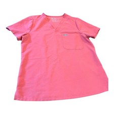 Figs Technical Collection Womens Sz L Kangaroo Pocket Scrub Top Pink