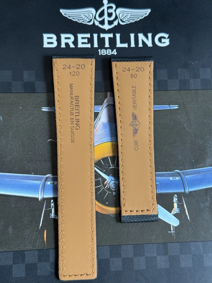 New Breitling Black Canvas Deployant Strap 24-20MM Strap Width 120/80MM Length - Image 2 of 4