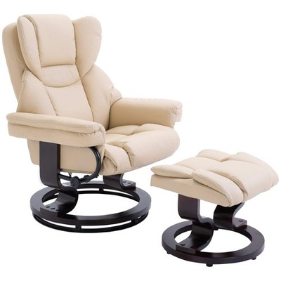 Relax Drehsessel Fußhocker Garnitur Sofa gepolstert PU Leder Relax manuell D
