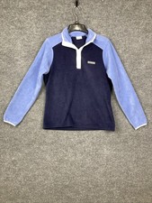 Columbia Womens Size Medium Navy Blue 1/4 Button L/S Pullover Fleece EUC
