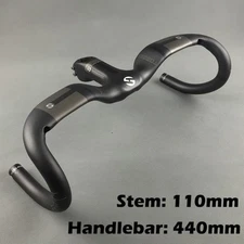 Carbon Fiber Road Bike Drop bar Bicycle Integrated Handlebar Stem 28.6mm 44*11cm