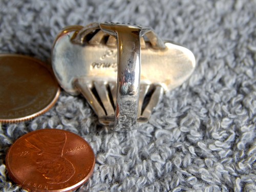 New Mens Black Spiderweb Turquoise Silver Ring Navajo Lorenzo James Size 10 1/2 - Picture 2 of 5