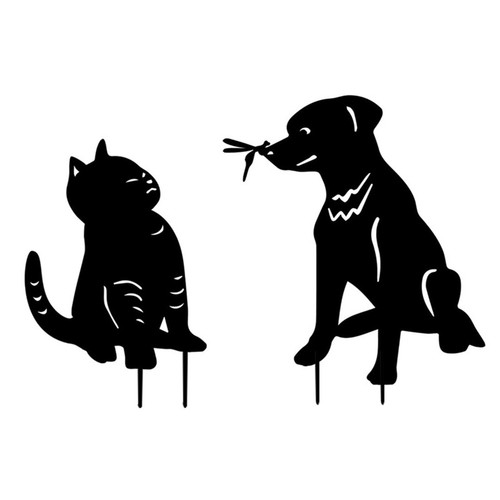 Animal Silhouette Garden Stake Acrylic Cat Dog Decorative Garden Stakes