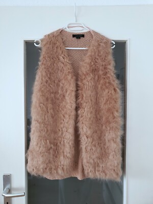 KUSCHELIGE WARME KUNSTFELL WESTE MIT STRICK ROSÈ BEIGE GRÖßE M VEST JACKE CARDIG
