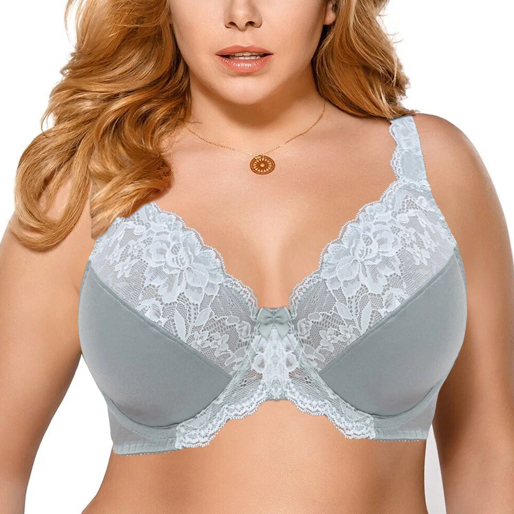 Floral Lace Wireless Bra For Women Full Mother Figure Minimizer