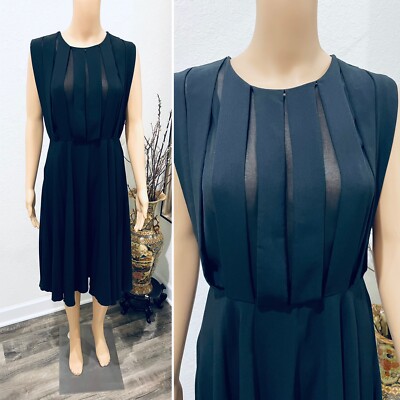 Sandro Paris black mesh trim midi dress orig $589