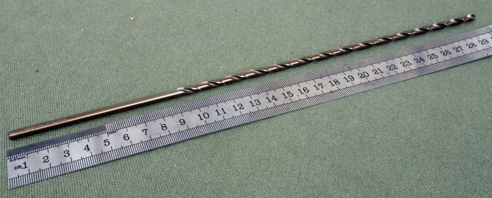 5.0mm diameter x 300mm long twist drill, cobalt HSS.