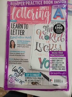 Simply Lettering Issue 7 Magazine Practice Font 3D Monoline Calligraphy Card NEW