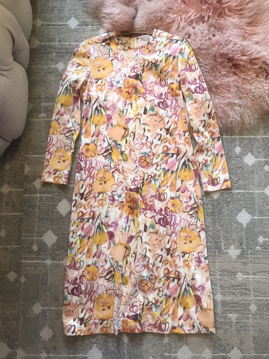 Vintage Goldworm Saks Fifth Ave Floral Knit Dress Italy 60's Retro Spring  MCM