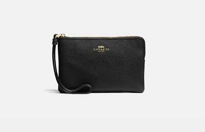 専用③ Coach Corner Zip Wristlet Wallet Black / Gold 50832 - NEW | eBay