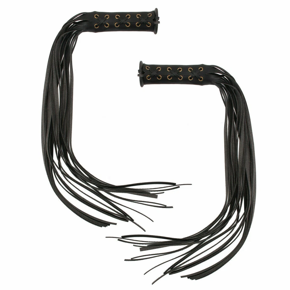 Fit For Indian Chief Handlebar Lever Leather Grip Cover Fringe Tassel Black Foto 2 de 4