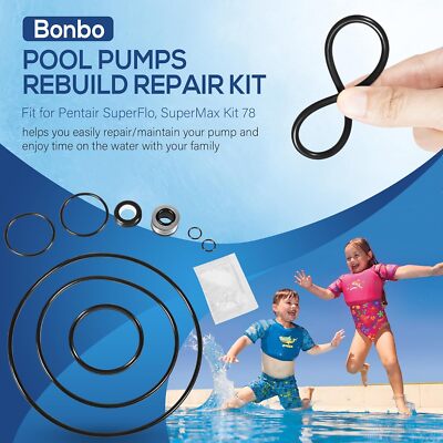 Pool Pump Gasket & O-Ring Repair Kit For Pentair SuperFlo & SuperMax Pumps - Rebuild Kit 78 With Lubricant