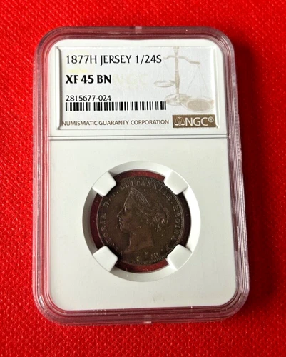 1877H JERSEY 1/24S NGC XF 45 BN