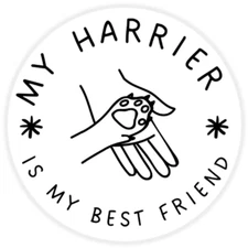 My Harrier is My Best Friend - Circle Sticker Decal 3 Inch - Dog Pet