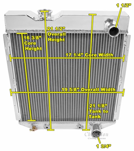 1965-1966 Ford Ranchero Radiator Champion 3 Row Aluminum / 2.75" Core - Picture 5 of 6