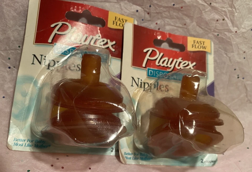 2 Packs PLAYTEX OLDER BABY LATEX FAST FLOW FLAT TOP NIPPLES DISCONTINUED HTF 🍼 - Image 2 of 3