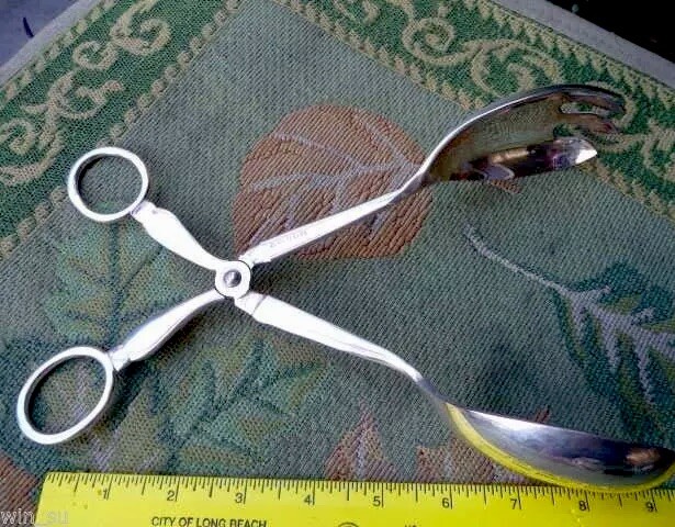Vintage~Silverplate English R&B Belk mark~11"Tong Meat SALAD Scissors~FreeSH