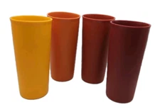 Vintage Tupperware #115 Set of 4 12oz Drinking Tumblers Harvest Colors