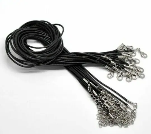 Lot De 5 Colliers En Cordon Ciré Noir - Longueur 50 Cm - Neuf Sans Emballage - Style Simple Et Moderne