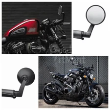 7/8'' Motorcycle Handle Bar End Side Mirrors Black For Honda Bobber Cafe Racer