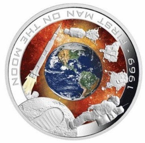 2009 Cook Islands First Man on the Moon | .999 Silver Dollar w/BOX & COA - Picture 2 of 6