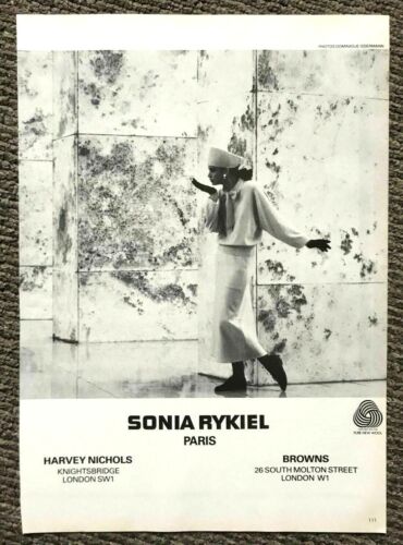 Vintage Original 1980's Vogue Magazine Advert Sonia Rykiel Paris London 80s Ad - Afbeelding 1 van 5