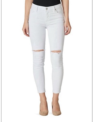 Hudson Mid Rise Ciara Super Skinny Exposed Leg White Stretch Jeans Women 29