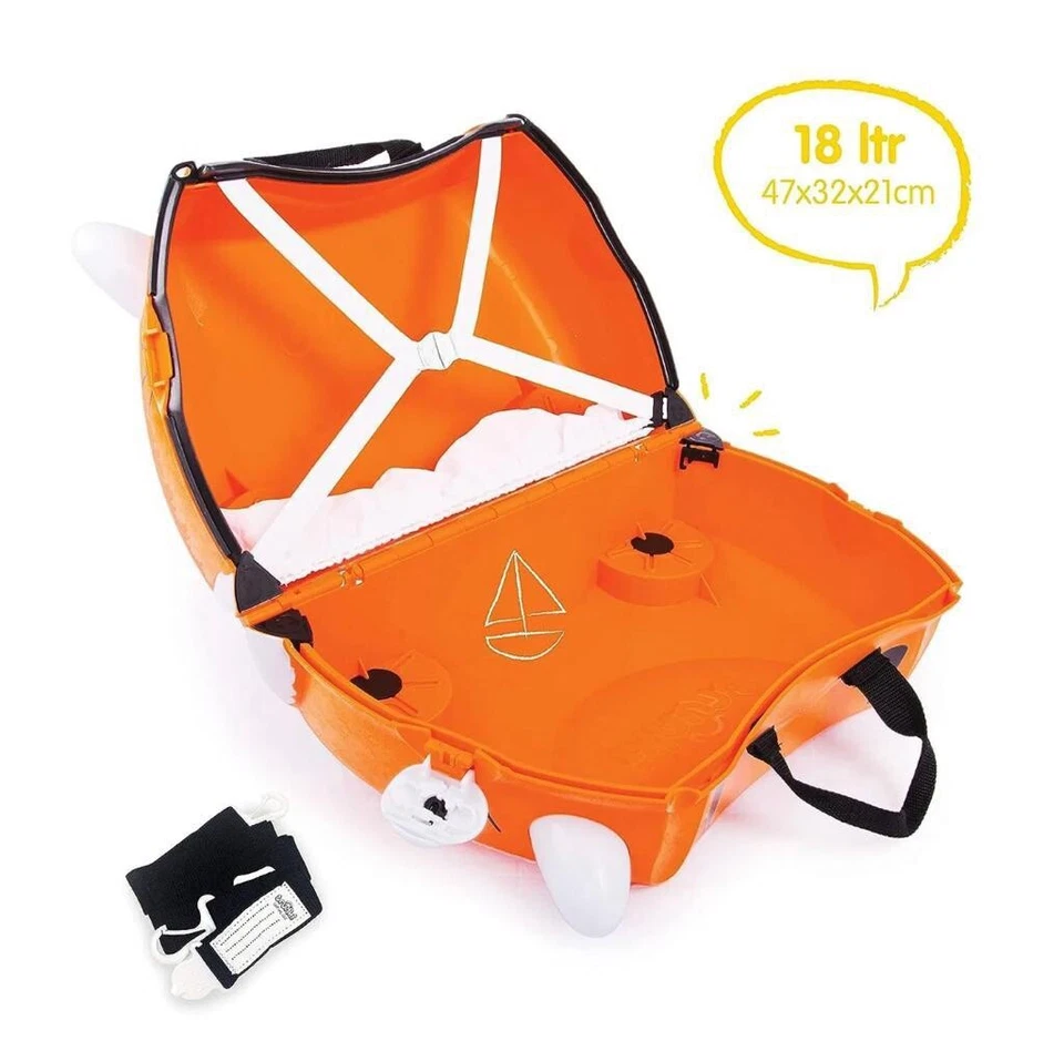 Trunki Handgepäck Kinderkoffer zum Draufsitzen Reisekoffer Tipu Tiger Orange GUT - Bild 2 von 2