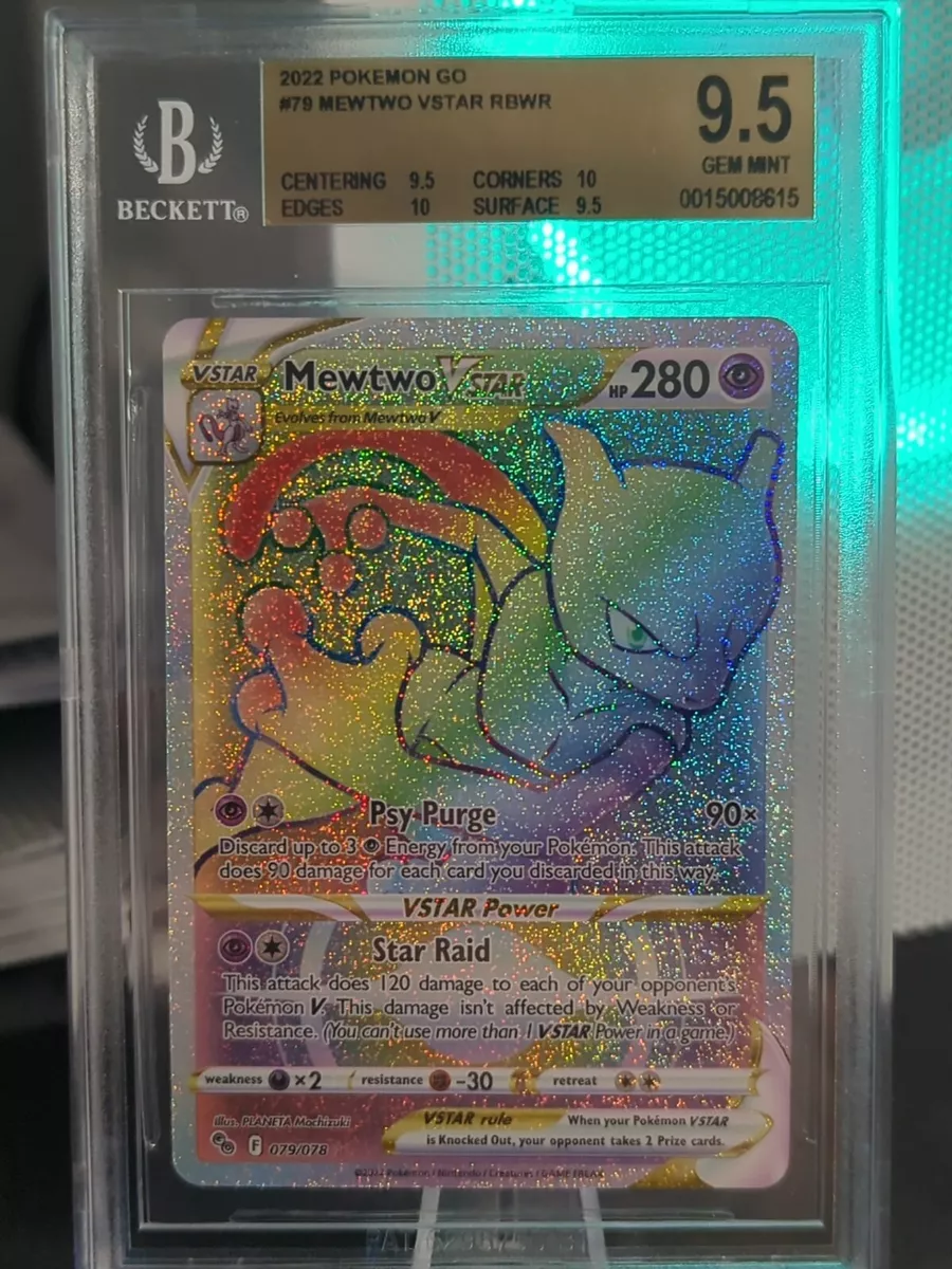 Pokemon Mewtwo secret rare rainbow Vstar card - 2022 Pokémon go collection