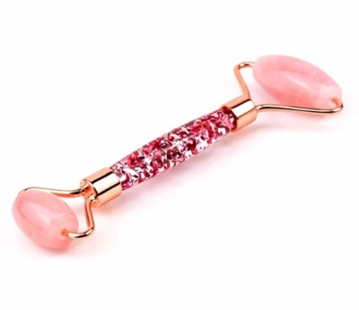 [ US SELLER ] Rose Quartz Facial Acrylic Pink Crystal Massage Jade Stone Roller