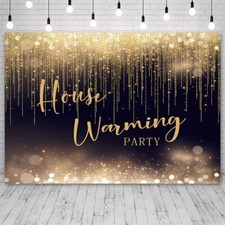 Black and Gold Housewarming Backdrop Sweet Home Party Photography Background