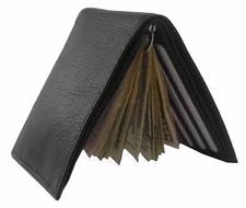 Mens Leather Metal Spring Money Clip Wallet Slim Front Pocket Credit Card Holder