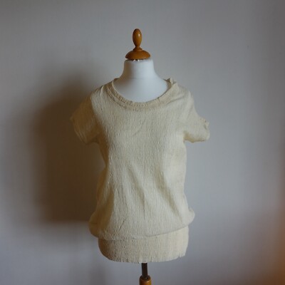 Issey Miyake HaaT Bluse Shirt Baumwolle Gr. 2 M L oversize crinkle weiß beige
