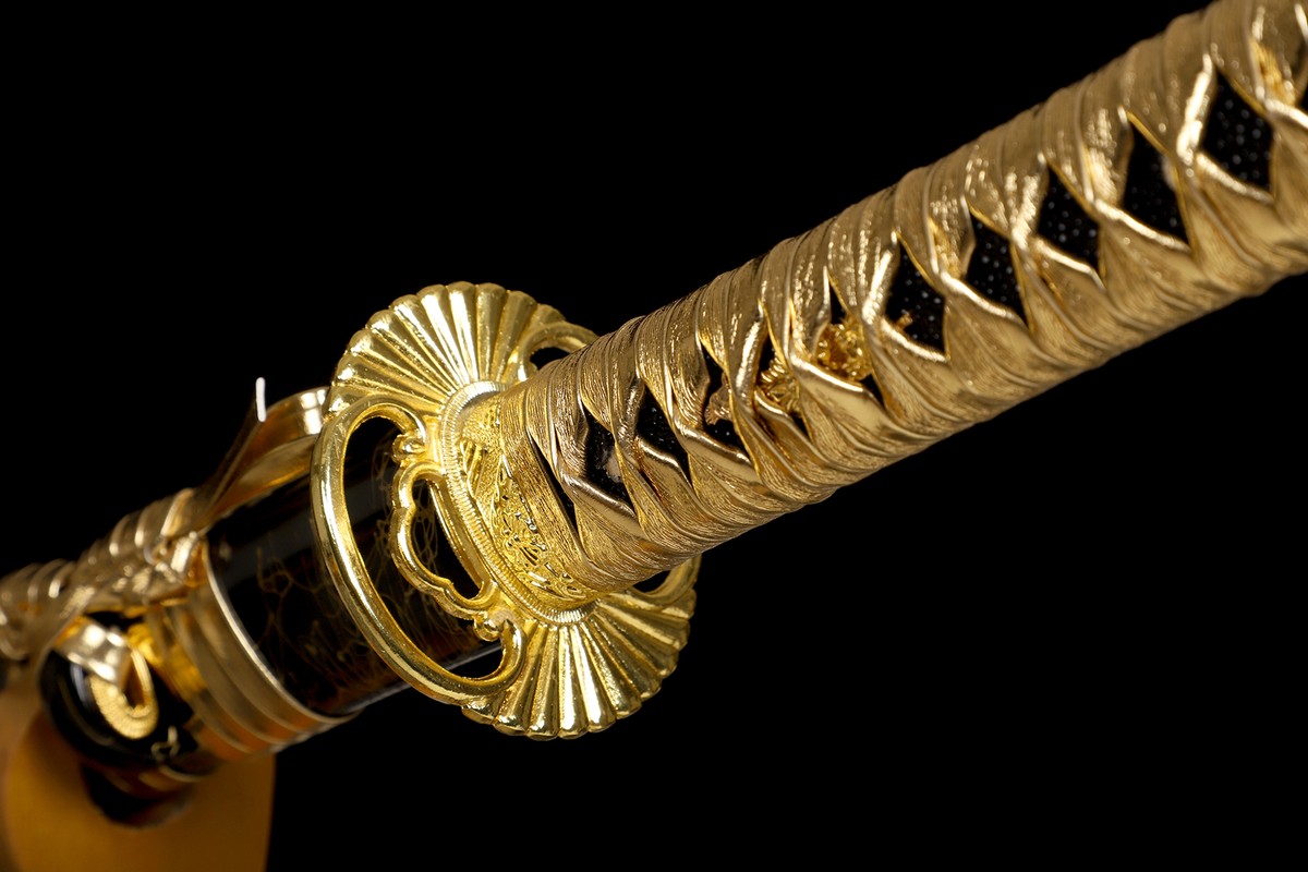 Golden Katana 1095 Steel Battle Ready Japanese Samurai Full Tang