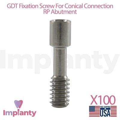 100x GDT Fixation Screw For Conical Connection Prosthetic Regular Platform (RP)