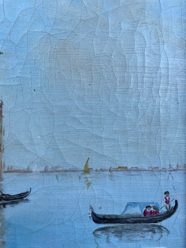 Impressionist Venice Veneto City View Gondolas Gondeliere Oil Painting Antique - Picture 7 of 14