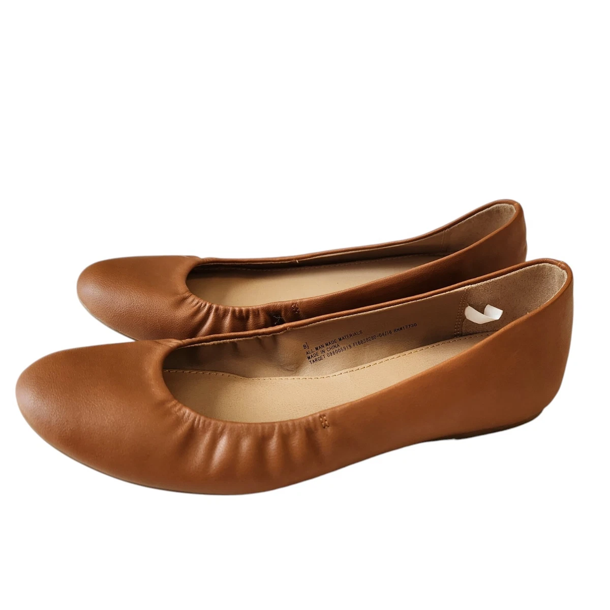 Ballerines Merona Femme – Simili Daim Marron, Bout Coiffé, Taille 6, Neuves
