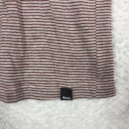 Bench T Shirt Adults Mens Short Sleeve Crew Neck Striped Red Large L - Picture 13 of 17