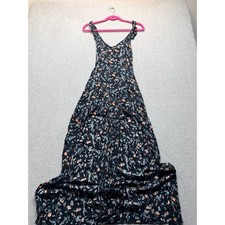 American Eagle Floral Maxi Dress with Built-in Romper Navy Blue XS Boho Slit