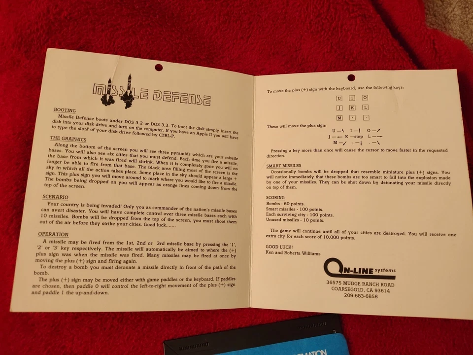 Missile Defense On-Line Systems / 'Sierra' 1981 for Apple II - Tested VG - Image 4 of 4