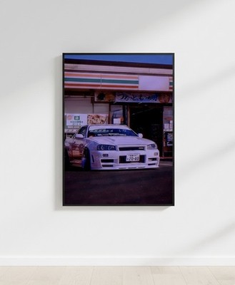 Nissan Skyline GT R R34 Poster- Sportwagen Auto Wandbild - JDM